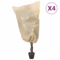 vidaXL Plant Fleece Covers with Drawstring Garden Frost Protection 70 g/mÂ² - beige, 0.8 x 1 m/ 4 pcs
