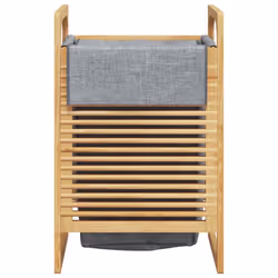 vidaXL Laundry Basket with Grey Bag Laundry Hamper Bin Laundry Sorter Bamboo