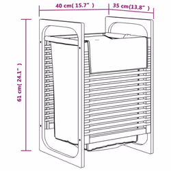 vidaXL Laundry Basket with Grey Bag Laundry Hamper Bin Laundry Sorter Bamboo