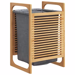 vidaXL Laundry Basket with Grey Bag Laundry Hamper Bin Laundry Sorter Bamboo - Additional view 5