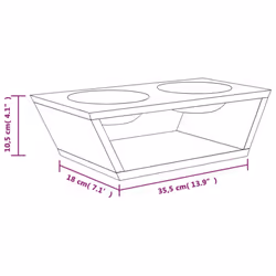 vidaXL Raised Dog Bowls Elevated Dog Bowl Double Raised Bowl with Stand Bamboo