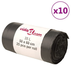 vidaXL Bin Bags Trash Can Bin Liner Rubbish Bag Office Trash Bag 250 pcs Black - without drawstrings, 35 L