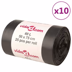 vidaXL Bin Bags Trash Can Bin Liner Rubbish Bag Office Trash Bag 250 pcs Black - without drawstrings, 60 L