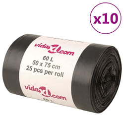 vidaXL Bin Bags Trash Can Bin Liner Rubbish Bag Office Trash Bag 250 pcs Black - without drawstrings, 60 L