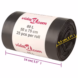 vidaXL Bin Bags Trash Can Bin Liner Rubbish Bag Office Trash Bag 250 pcs Black - without drawstrings, 60 L - Additional view 5
