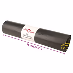 vidaXL Bin Bags Trash Can Bin Liner Rubbish Bag Office Trash Bag 250 pcs Black - without drawstrings, 120 L
