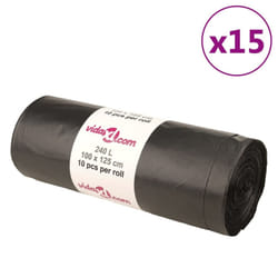 vidaXL Bin Bags Trash Can Bin Liner Rubbish Bag Office Trash Bag 250 pcs Black - without drawstrings, 240 L