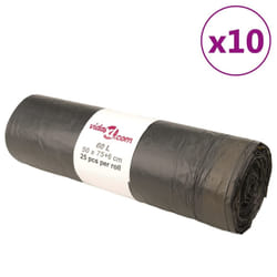 vidaXL Bin Bags Trash Can Bin Liner Rubbish Bag Office Trash Bag 250 pcs Black - with drawstrings, 60 L