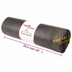 vidaXL Bin Bags Trash Can Bin Liner Rubbish Bag Office Trash Bag 250 pcs Black - with drawstrings, 60 L