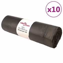 vidaXL Bin Bags Trash Can Bin Liner Rubbish Bag Office Trash Bag 250 pcs Black - with drawstrings, 120 L
