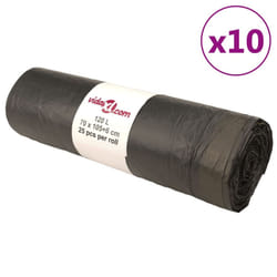 vidaXL Bin Bags Trash Can Bin Liner Rubbish Bag Office Trash Bag 250 pcs Black - with drawstrings, 120 L