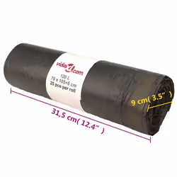 vidaXL Bin Bags Trash Can Bin Liner Rubbish Bag Office Trash Bag 250 pcs Black - with drawstrings, 120 L