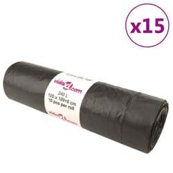 vidaXL Bin Bags Trash Can Bin Liner Rubbish Bag Office Trash Bag 250 pcs Black - with drawstrings, 240 L