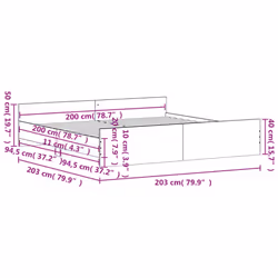 vidaXL Bed Frame with Headboard and Footboard Mattress Foundation Bed Base - concrete grey, 200 x 200 cm - Additional view 3