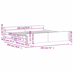 vidaXL Bed Frame with Headboard and Footboard Mattress Foundation Bed Base - concrete grey, 180 x 200 cm - Additional view 8