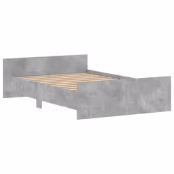 vidaXL Bed Frame with Headboard and Footboard Mattress Foundation Bed Base - concrete grey, 120 x 190 cm - Additional view 2