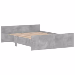 vidaXL Bed Frame with Headboard and Footboard Mattress Foundation Bed Base - concrete grey, 135 x 190 cm - Additional view 2