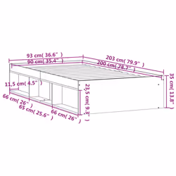 vidaXL Bed Frame Bedroom Mattress Foundation Guest Room Bedstead Bed Base - sonoma oak, 90 x 200 cm - Additional view 10