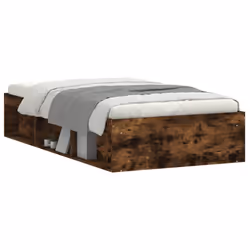 vidaXL Bed Frame Bedroom Mattress Foundation Guest Room Bedstead Bed Base - smoked oak, 90 x 200 cm - Additional view 2