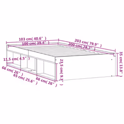 vidaXL Bed Frame Bedroom Mattress Foundation Guest Room Bedstead Bed Base - white, 100 x 200 cm - Additional view 10