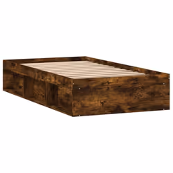 vidaXL Bed Frame Bedroom Mattress Foundation Guest Room Bedstead Bed Base - smoked oak, 100 x 200 cm - Additional view 4