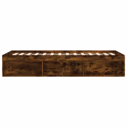 vidaXL Bed Frame Bedroom Mattress Foundation Guest Room Bedstead Bed Base - smoked oak, 100 x 200 cm - Additional view 6