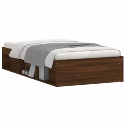 vidaXL Bed Frame Bedroom Mattress Foundation Guest Room Bedstead Bed Base - brown oak, 100 x 200 cm - Additional view 2
