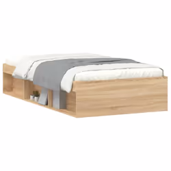 vidaXL Bed Frame Bedroom Mattress Foundation Guest Room Bedstead Bed Base - sonoma oak, 90 x 190 cm - Additional view 2