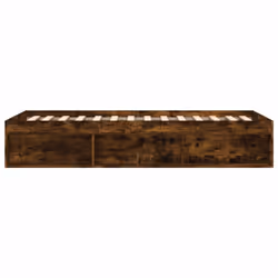 vidaXL Bed Frame Bedroom Mattress Foundation Guest Room Bedstead Bed Base - smoked oak, 90 x 190 cm - Additional view 6