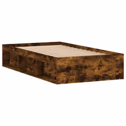 vidaXL Bed Frame Bedroom Mattress Foundation Guest Room Bedstead Bed Base - smoked oak, 90 x 190 cm - Additional view 7