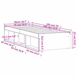 vidaXL Bed Frame Bedroom Mattress Foundation Guest Room Bedstead Bed Base - sonoma oak, 75 x 190 cm - Additional view 10