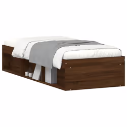 vidaXL Bed Frame Bedroom Mattress Foundation Guest Room Bedstead Bed Base - brown oak, 75 x 190 cm - Additional view 2