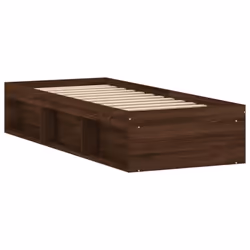 vidaXL Bed Frame Bedroom Mattress Foundation Guest Room Bedstead Bed Base - brown oak, 75 x 190 cm - Additional view 4
