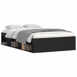 vidaXL Bed Frame Bedroom Mattress Foundation Guest Room Bedstead Bed Base - black, 120 x 200 cm - Additional view 2