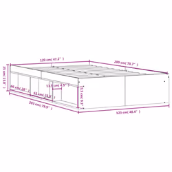 vidaXL Bed Frame Bedroom Mattress Foundation Guest Room Bedstead Bed Base - black, 120 x 200 cm - Additional view 3