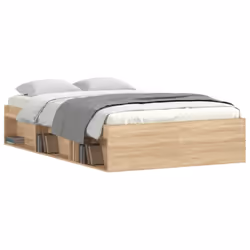 vidaXL Bed Frame Bedroom Mattress Foundation Guest Room Bedstead Bed Base - sonoma oak, 120 x 200 cm - Additional view 2