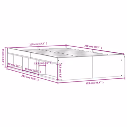 vidaXL Bed Frame Bedroom Mattress Foundation Guest Room Bedstead Bed Base - smoked oak, 120 x 200 cm - Additional view 3