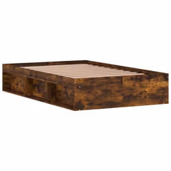 vidaXL Bed Frame Bedroom Mattress Foundation Guest Room Bedstead Bed Base - smoked oak, 120 x 200 cm - Additional view 4