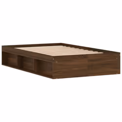 vidaXL Bed Frame Bedroom Mattress Foundation Guest Room Bedstead Bed Base - brown oak, 120 x 200 cm - Additional view 4