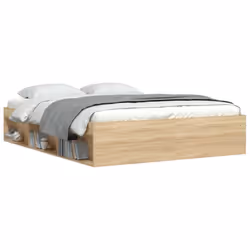 vidaXL Bed Frame Bedroom Mattress Foundation Guest Room Bedstead Bed Base - sonoma oak, 140 x 200 cm - Additional view 2