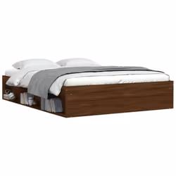 vidaXL Bed Frame Bedroom Mattress Foundation Guest Room Bedstead Bed Base - brown oak, 140 x 200 cm - Additional view 2