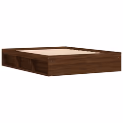 vidaXL Bed Frame Bedroom Mattress Foundation Guest Room Bedstead Bed Base - brown oak, 140 x 200 cm - Additional view 4