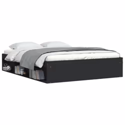 vidaXL Bed Frame Bedroom Mattress Foundation Guest Room Bedstead Bed Base - black, 150 x 200 cm - Additional view 2