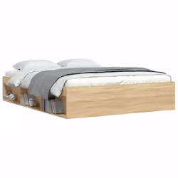 vidaXL Bed Frame Bedroom Mattress Foundation Guest Room Bedstead Bed Base - sonoma oak, 150 x 200 cm - Additional view 2