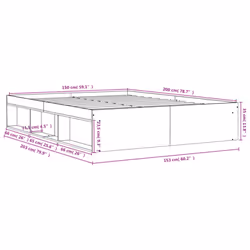 vidaXL Bed Frame Bedroom Mattress Foundation Guest Room Bedstead Bed Base - concrete grey, 150 x 200 cm - Additional view 10