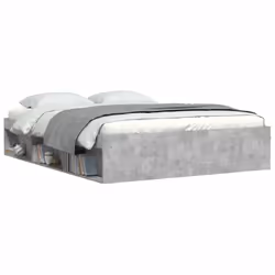 vidaXL Bed Frame Bedroom Mattress Foundation Guest Room Bedstead Bed Base - concrete grey, 150 x 200 cm - Additional view 2