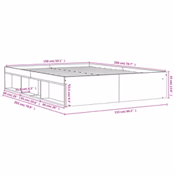 vidaXL Bed Frame Bedroom Mattress Foundation Guest Room Bedstead Bed Base - grey sonoma, 150 x 200 cm - Additional view 10