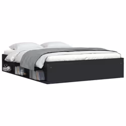 vidaXL Bed Frame Bedroom Mattress Foundation Guest Room Bedstead Bed Base - black, 160 x 200 cm - Additional view 2