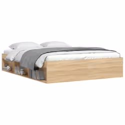 vidaXL Bed Frame Bedroom Mattress Foundation Guest Room Bedstead Bed Base - sonoma oak, 160 x 200 cm - Additional view 2