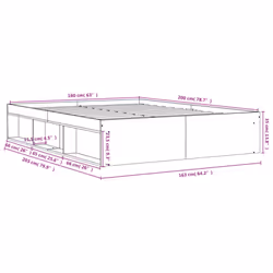 vidaXL Bed Frame Bedroom Mattress Foundation Guest Room Bedstead Bed Base - concrete grey, 160 x 200 cm - Additional view 10